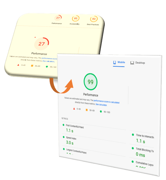 Pagespeed Insight Report from 27 to 99 - Speed up Your Website Today!